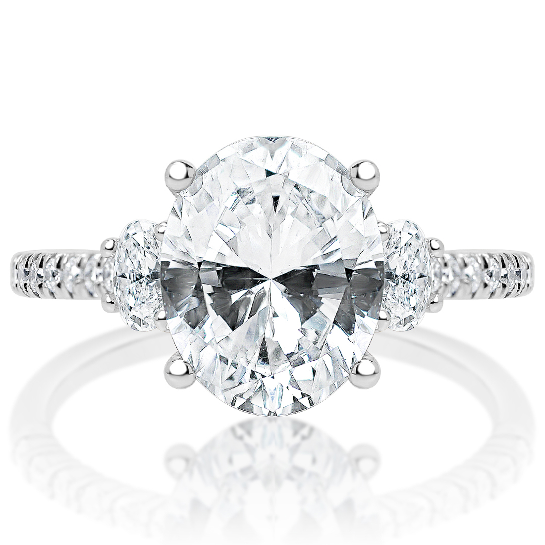 Oval Diamond with sidestones Engagement Ring