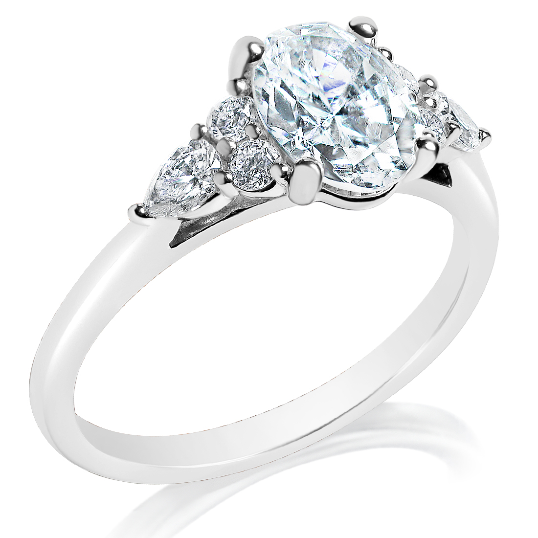 Oval Diamond Cluster Engagement Ring