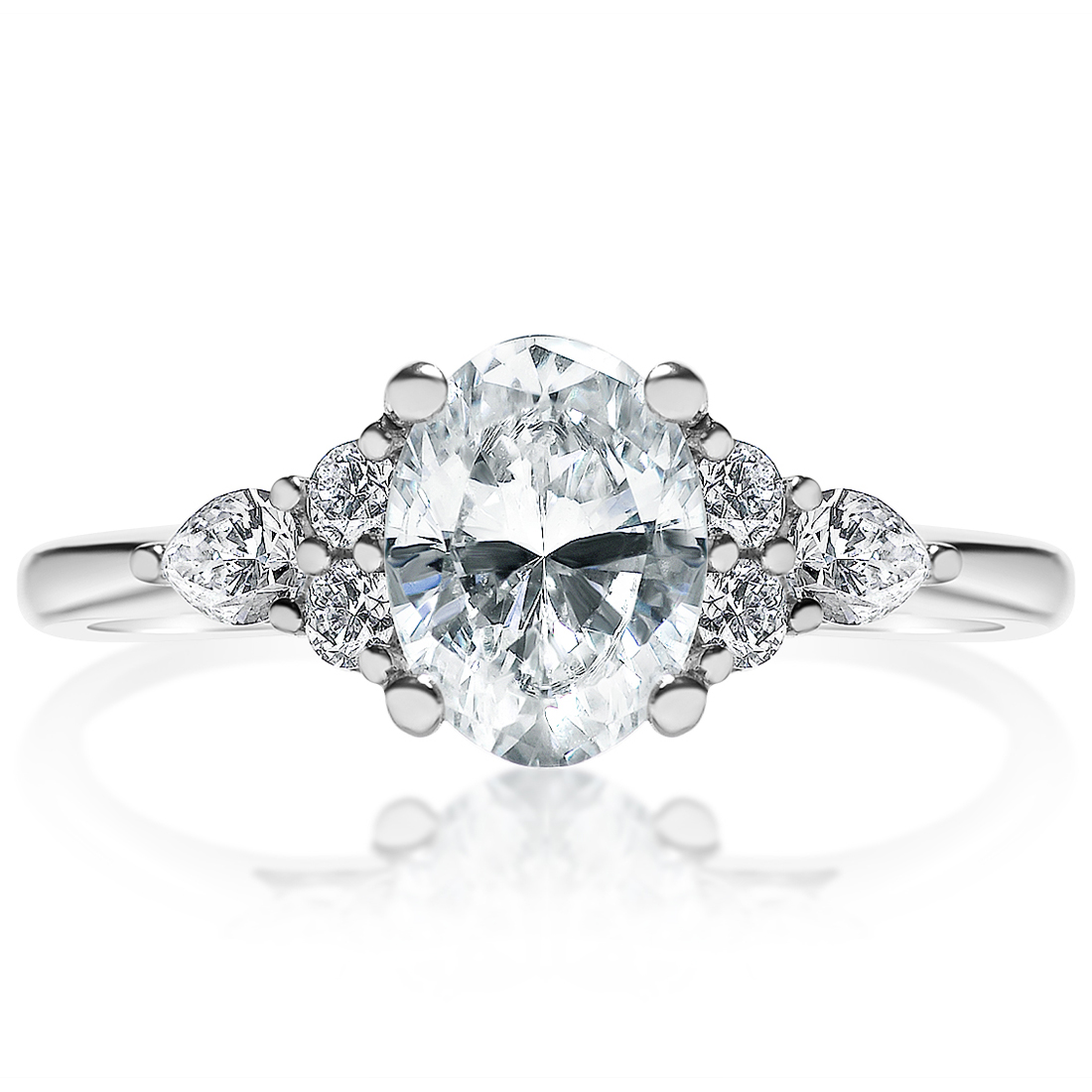 Oval Diamond Cluster Engagement Ring