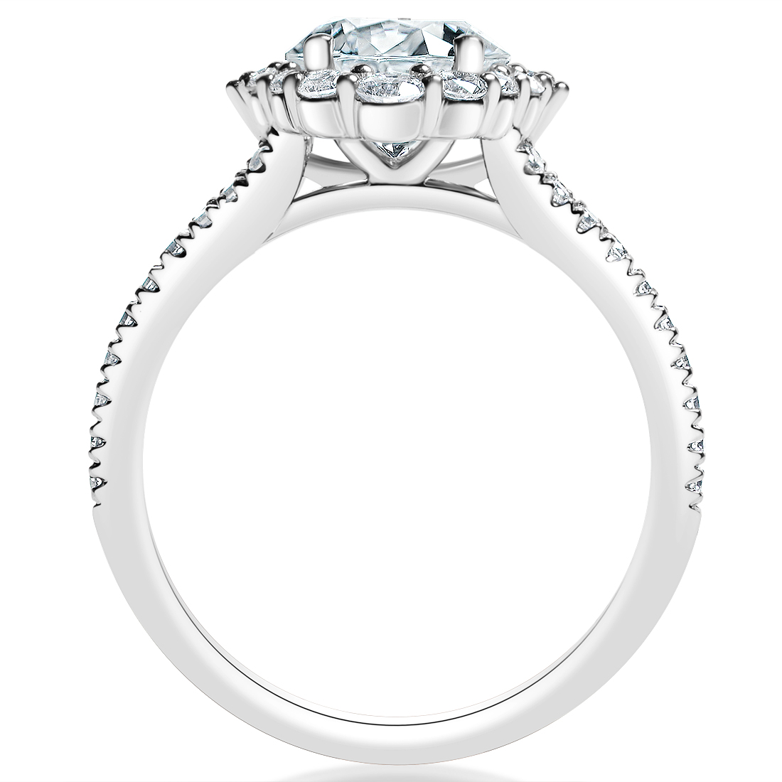 Round Diamond Split Shank Halo Engagement Ring