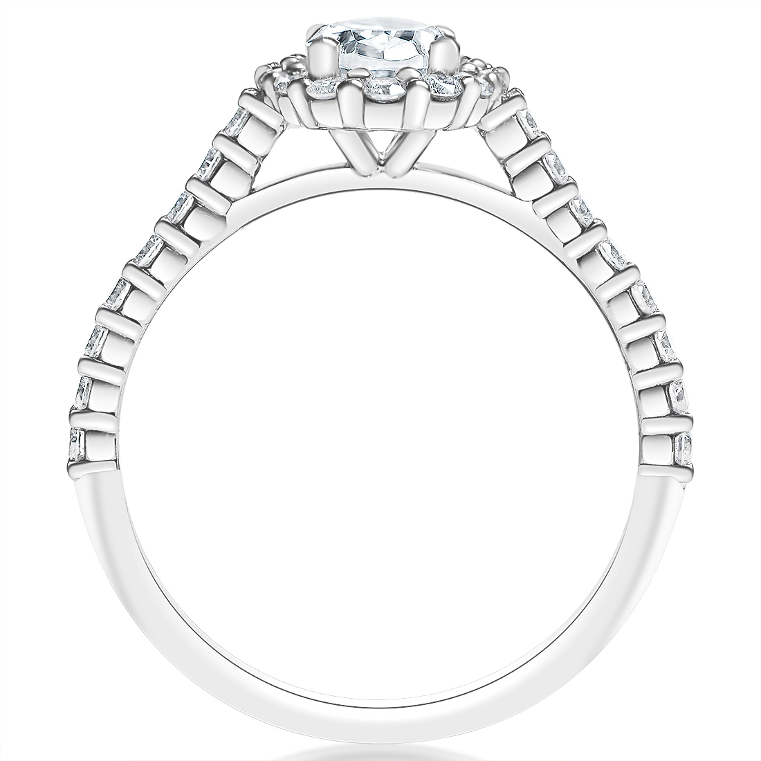 Oval Scalloped Halo Engagement Ring