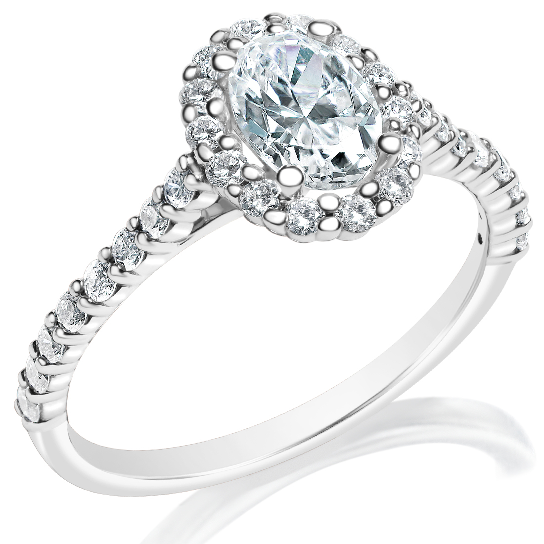 Oval Scalloped Halo Engagement Ring