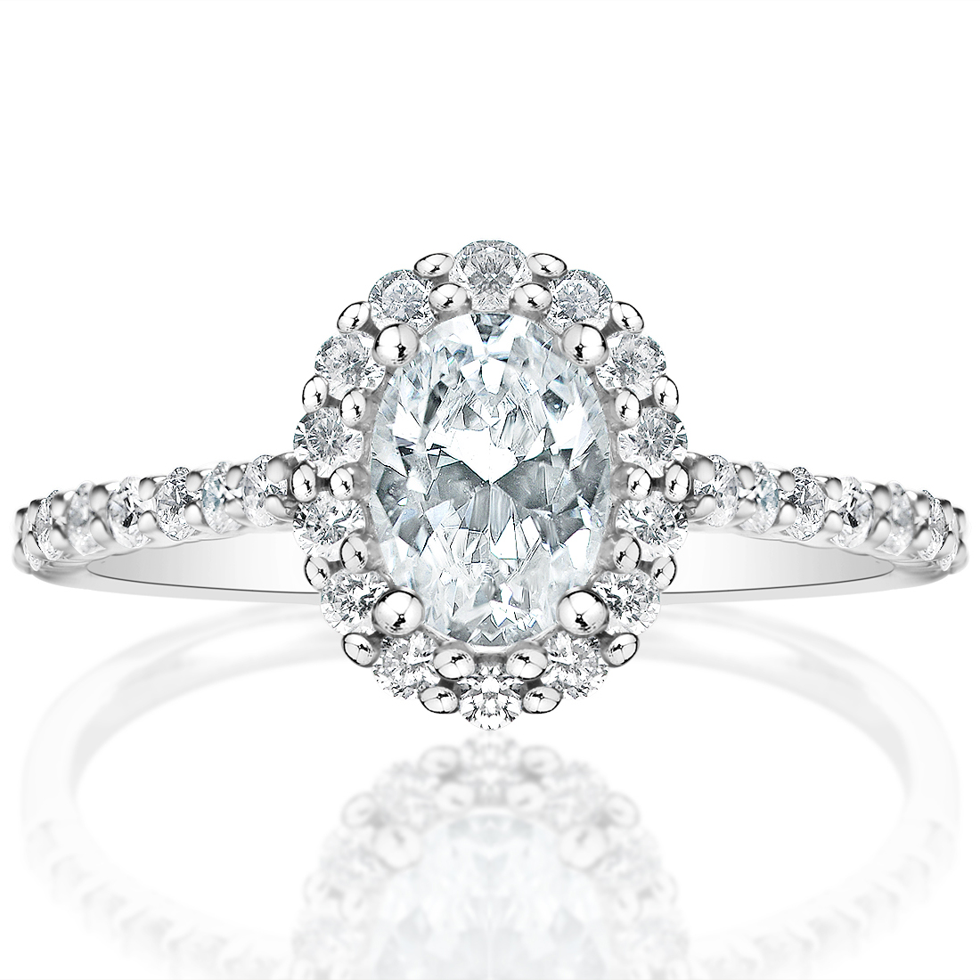 Oval Scalloped Halo Engagement Ring