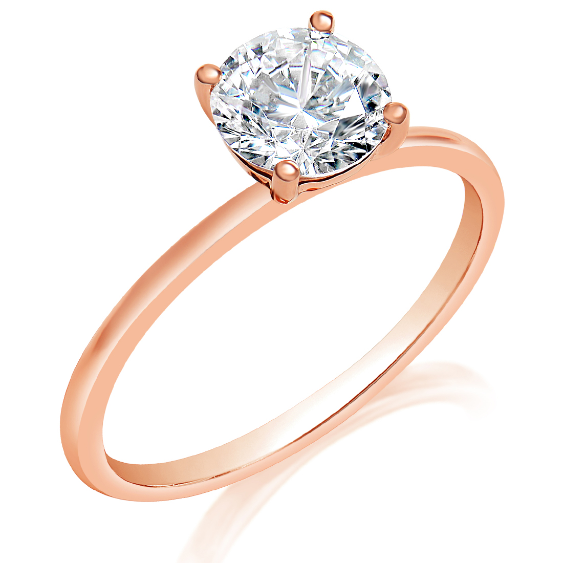 Round Solitaire Thin Band Engagement Ring