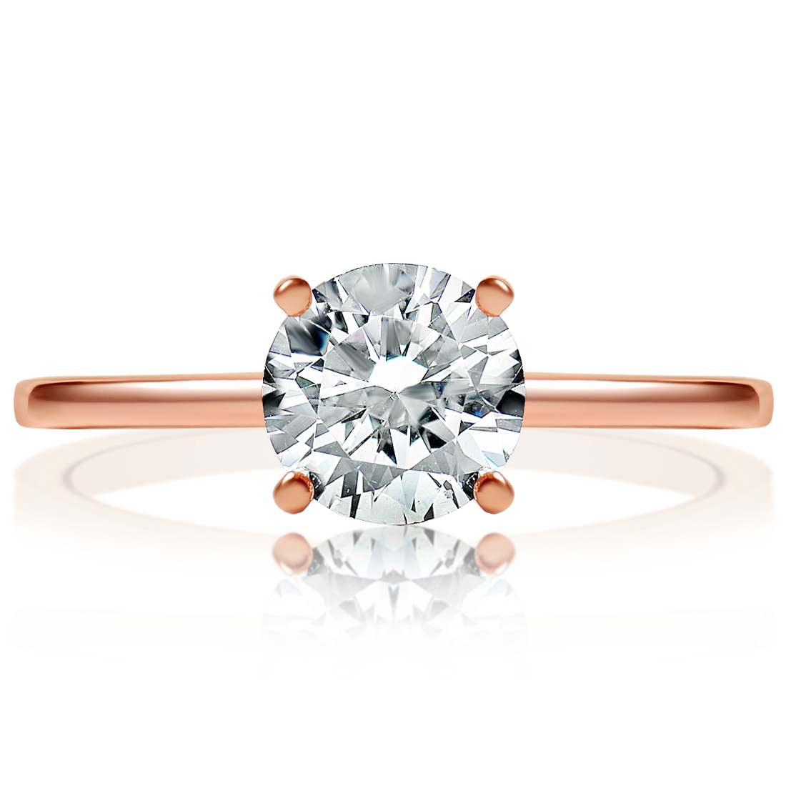 Round Solitaire Thin Band Engagement Ring