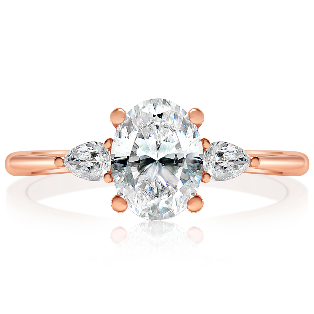 Oval Diamond Pear Sidestones Engagement Ring