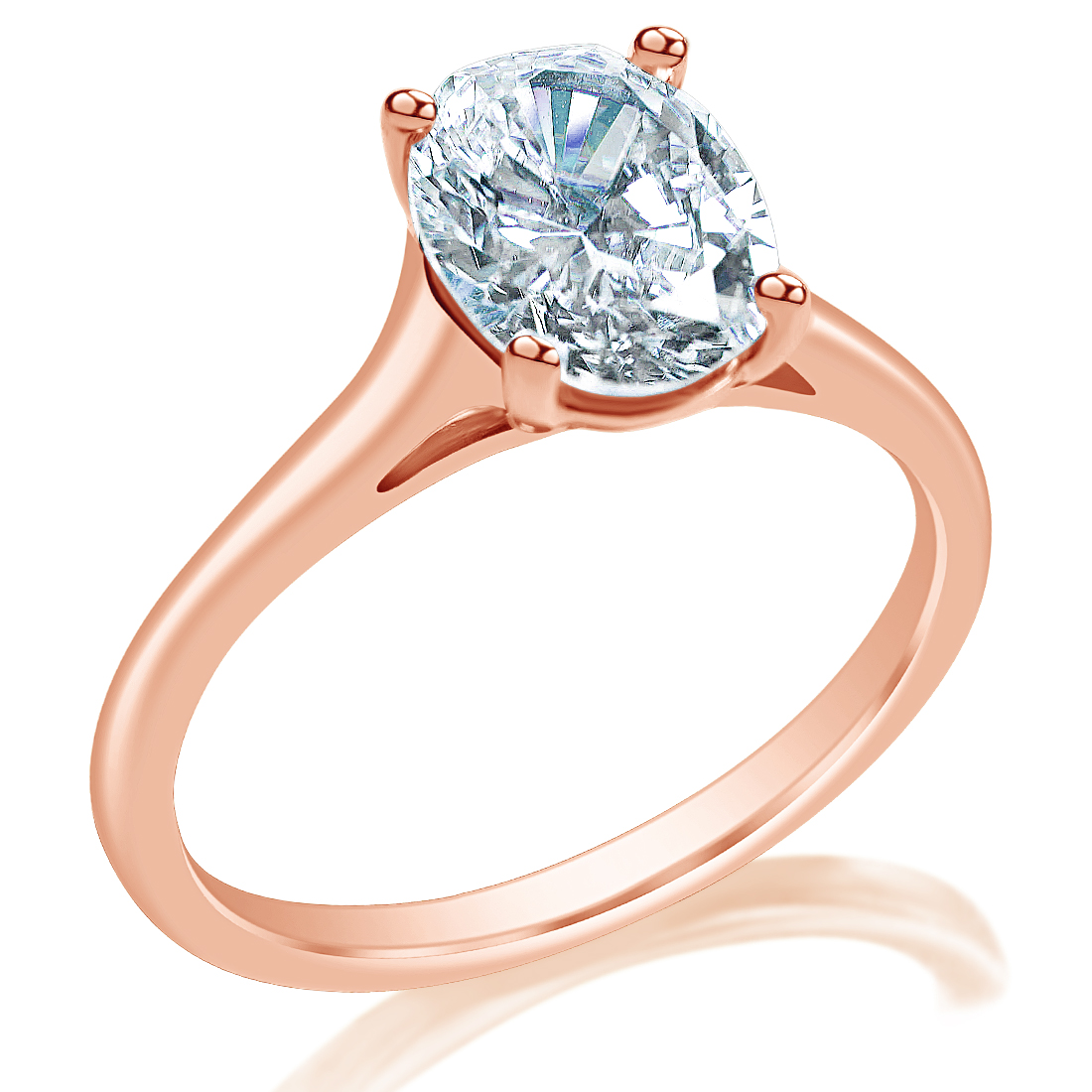 Oval Solitaire Graduated Band Engagement Ring