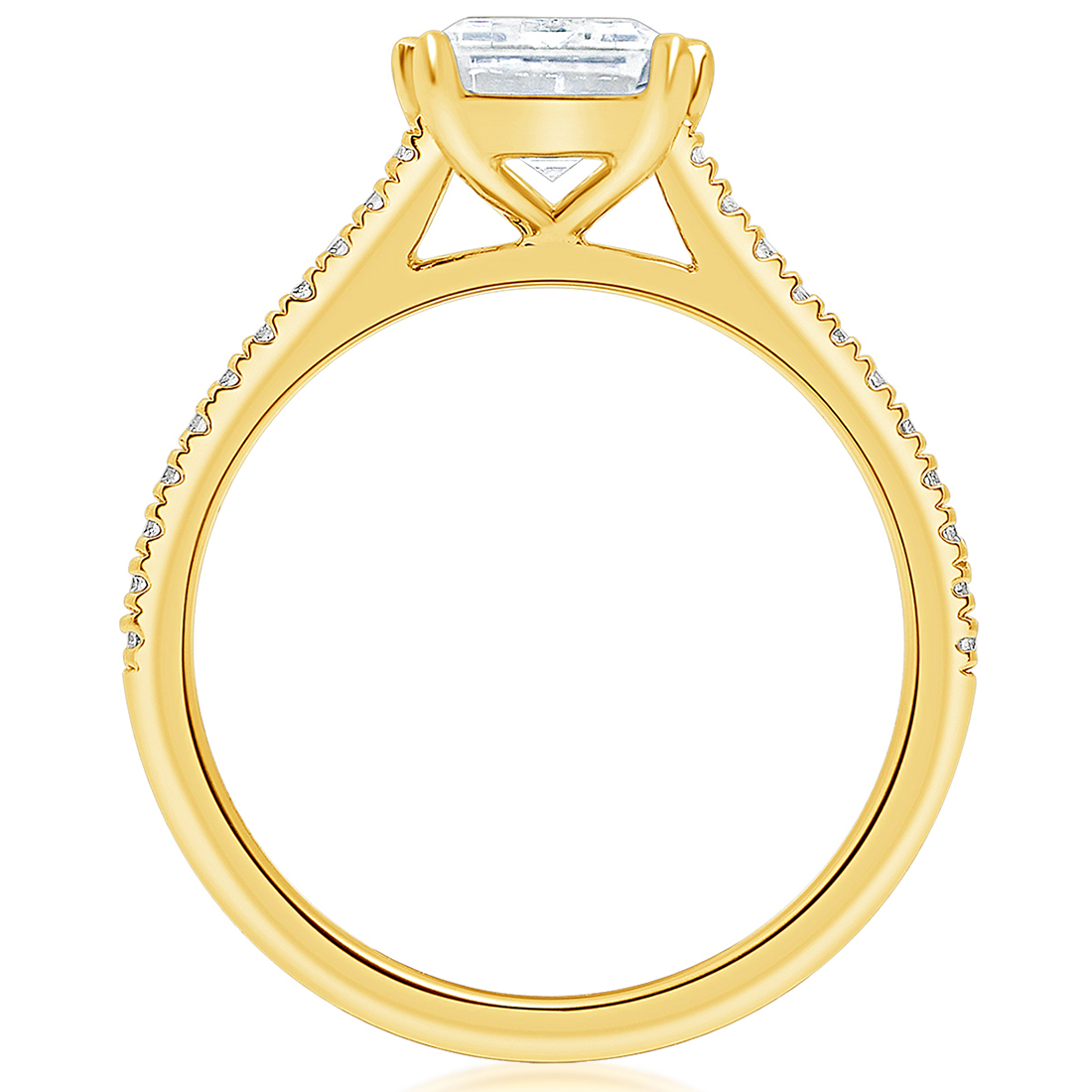 Emerald Diamond Band Engagement Ring